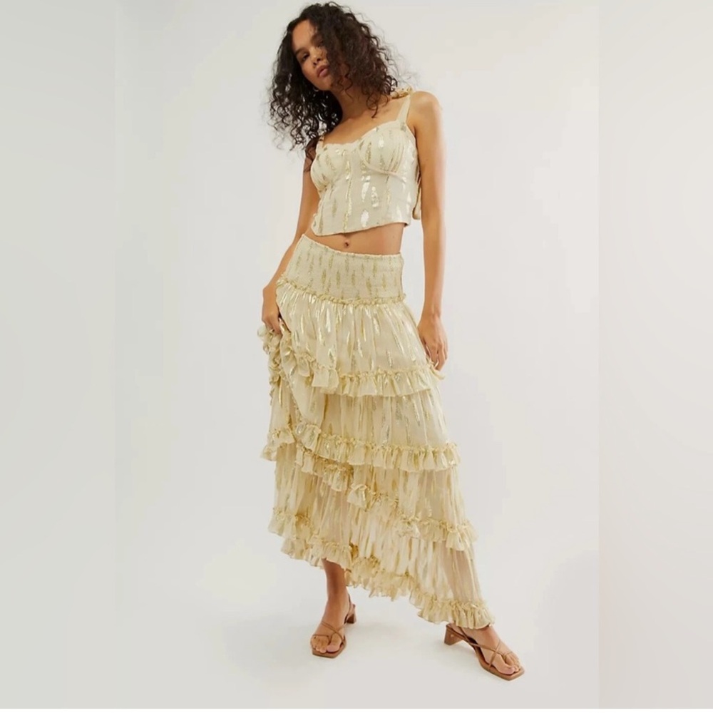 ❤️SOLD OUT❤️Function & Fringe Edit | Jen's Pirate Booty Cream Maxi Dress Set - Picture 1 of 5